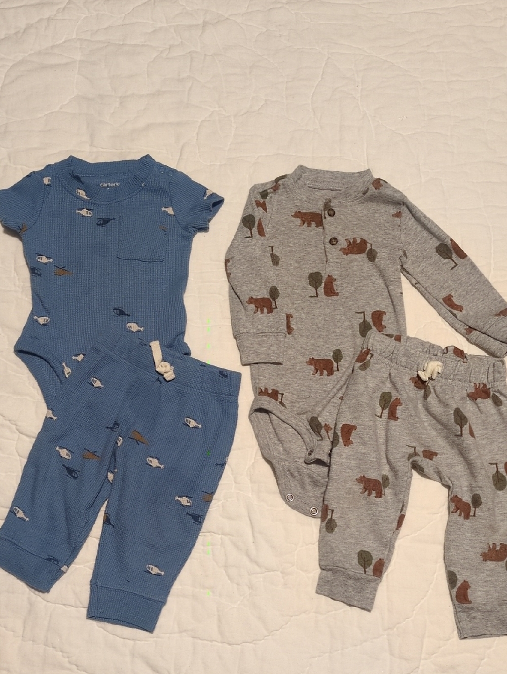 Carter's Blue and Gray Bear & Whale Matching Pajama Sets